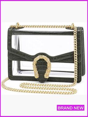 Clear Crossbody Bag Stadium Approved Purse with Chain Strap Cute Bag for Events